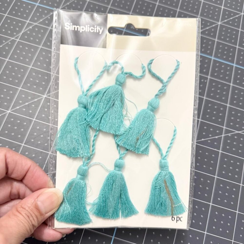 6 pc Turquoise Tassels for Bookmarks or Scrapbooking by Simplicity - New